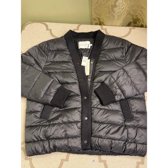 Rebecca Minkoff Black bomber puffer jacket, size extra large, NWT, MSRP $328 - Picture 2 of 12